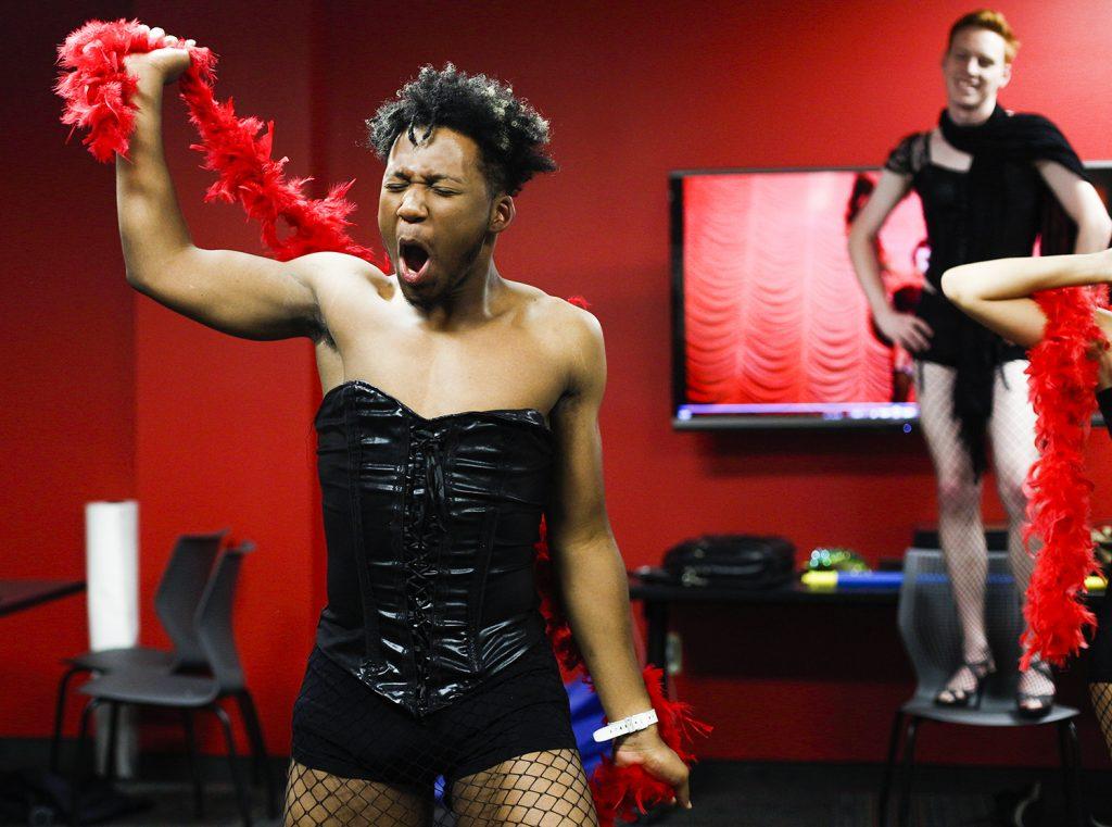 McClure practices the final dance of the film Rocky Horror Picture Show. This was McClure's first time performing in this show He played the role of Brad Majors. Photo by Mhari Shaw.